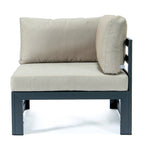 LeisureMod Chelsea Ensemble de canapé sectionnel 4 pièces en aluminium noir avec coussins pour patio