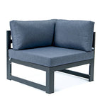 LeisureMod Chelsea Ensemble de canapé sectionnel 4 pièces en aluminium noir avec coussins pour patio