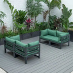 LeisureMod Chelsea Ensemble de canapé sectionnel 4 pièces en aluminium noir avec coussins pour patio