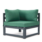 LeisureMod Chelsea Ensemble de canapé sectionnel 4 pièces en aluminium noir avec coussins pour patio