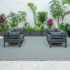 LeisureMod Chelsea Ensemble de canapé sectionnel 4 pièces en aluminium noir avec coussins pour patio