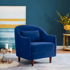 VANOMi 28.34 Fauteuil d'appoint, Fauteuil crapaud en velours avec pieds en bois massif