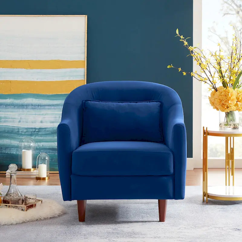 VANOMi 28.34 Fauteuil d'appoint, Fauteuil crapaud en velours avec pieds en bois massif