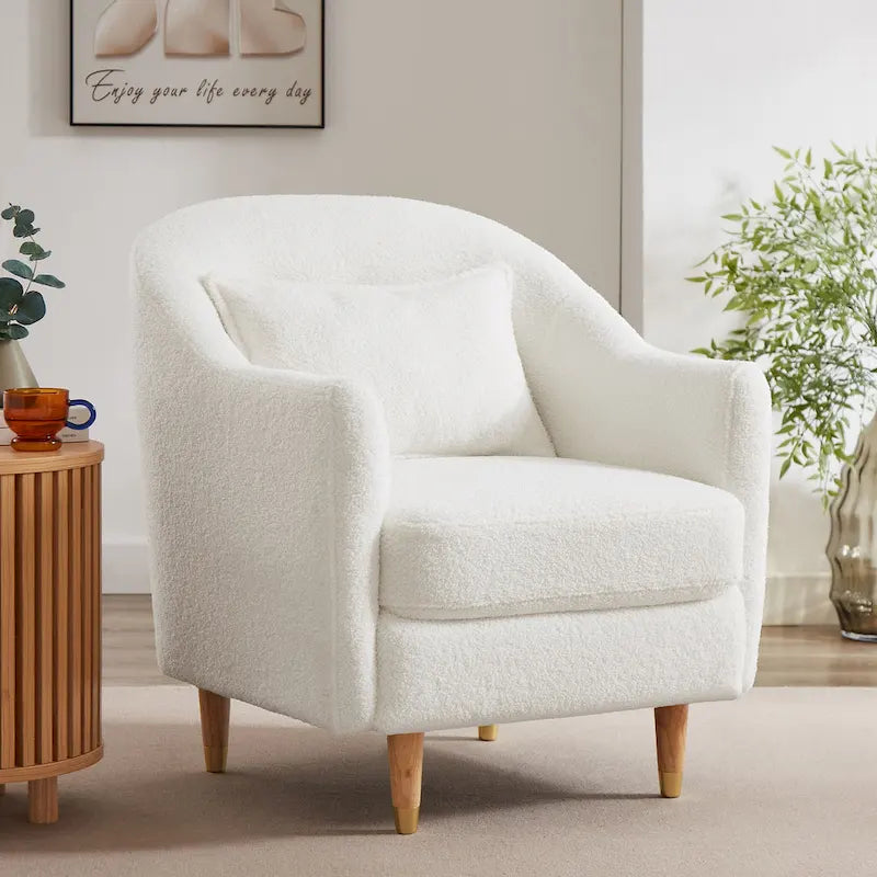 VANOMi 28.34 Fauteuil d'appoint, Fauteuil crapaud en velours avec pieds en bois massif