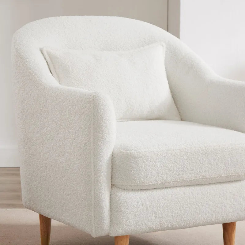 VANOMi 28.34 Fauteuil d'appoint, Fauteuil crapaud en velours avec pieds en bois massif