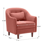 VANOMi 28.34 Fauteuil d'appoint, Fauteuil crapaud en velours avec pieds en bois massif