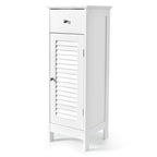 Meuble de rangement de salle de bain sur pied en bois avec porte persienne