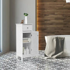 Meuble de rangement de salle de bain sur pied en bois avec porte persienne