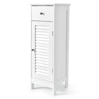Meuble de rangement de salle de bain sur pied en bois avec porte persienne