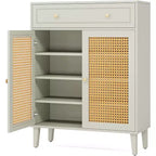 Lantine Shoe Cabinet with Drawer, Shoe Storage Cabinet with Adjustable Shelf, Rattan Shoe Organizer for Entryway, Hallway, Living Room