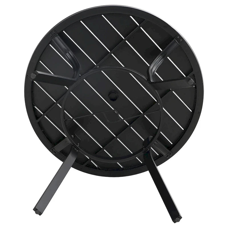 MAISON ARTS Ensemble de salle à manger de patio en métal 5 pièces, 4 chaises pivotantes avec accoudoirs et coussin et table ronde de 96 cm avec trou de parasol de 4 cm