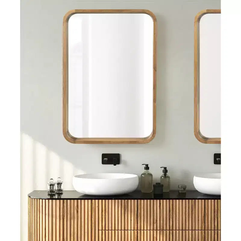Miroir Mural Décoratif Rectangle Arrondi Encadré en Bois Hutton Kate & Laurel All Things Decor