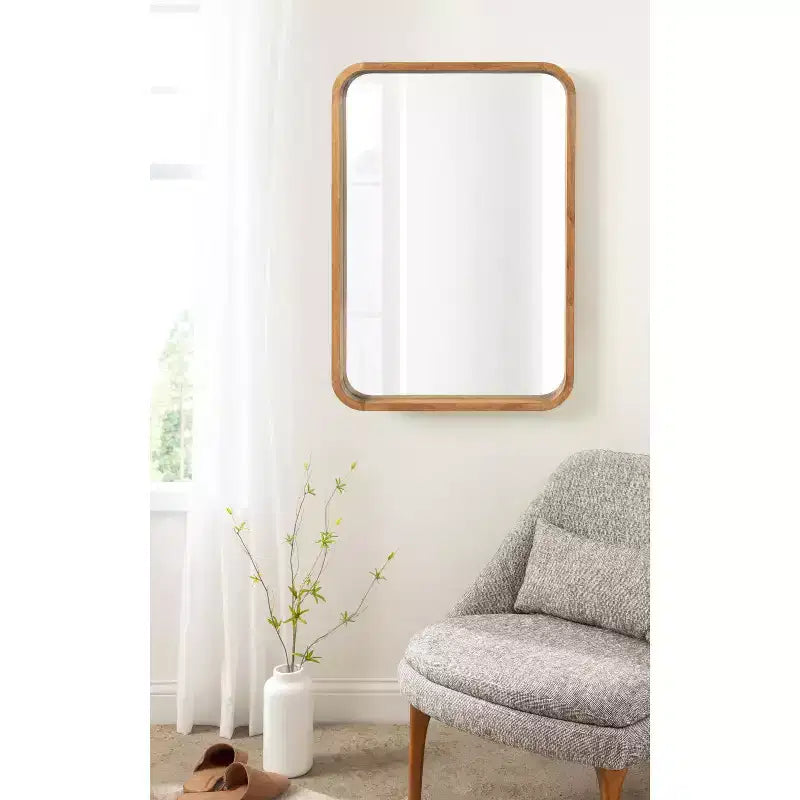 Miroir Mural Décoratif Rectangle Arrondi Encadré en Bois Hutton Kate & Laurel All Things Decor
