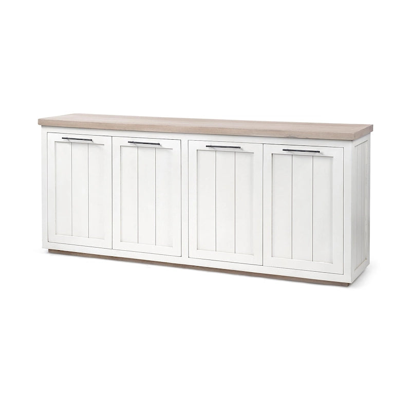 Buffet Fairview III en bois massif brun clair et blanc avec 4 portes - 73L x 17P x 32H