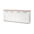Buffet Fairview III en bois massif brun clair et blanc avec 4 portes - 73L x 17P x 32H