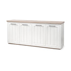 Buffet Fairview III en bois massif brun clair et blanc avec 4 portes - 73L x 17P x 32H