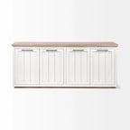 Buffet Fairview III en bois massif brun clair et blanc avec 4 portes - 73L x 17P x 32H