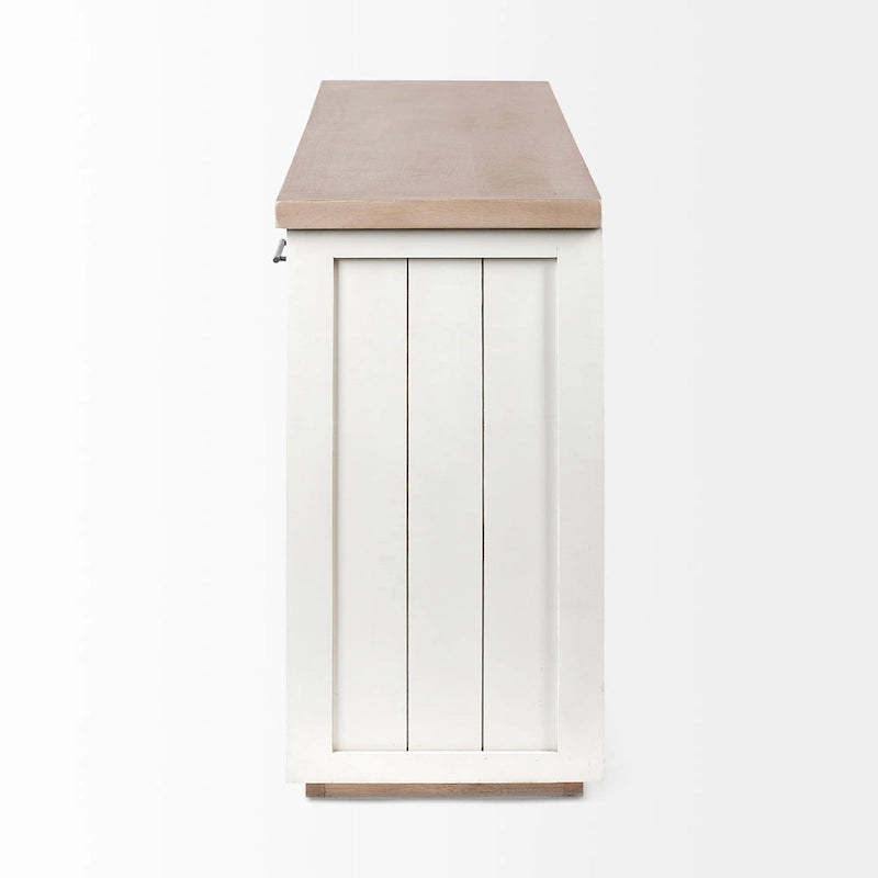 Buffet Fairview III en bois massif brun clair et blanc avec 4 portes - 73L x 17P x 32H