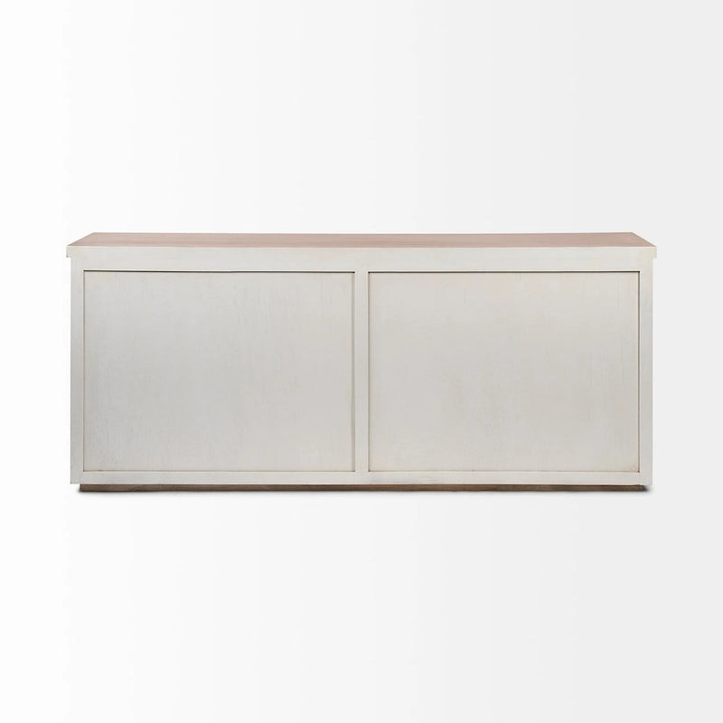 Buffet Fairview III en bois massif brun clair et blanc avec 4 portes - 73L x 17P x 32H