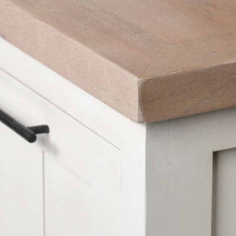 Buffet Fairview III en bois massif brun clair et blanc avec 4 portes - 73L x 17P x 32H