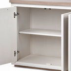 Buffet Fairview III en bois massif brun clair et blanc avec 4 portes - 73L x 17P x 32H
