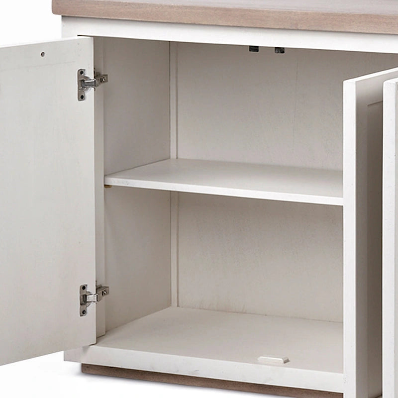 Buffet Fairview III en bois massif brun clair et blanc avec 4 portes - 73L x 17P x 32H