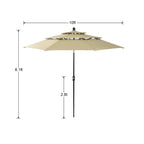 Ensemble de salle à manger d'extérieur en métal 6 pièces MAISON ARTS : 4 chaises pivotantes, 1 table carrée à cadre en acier de 94 cm et 1 parasol rouge à 3 niveaux de 3 m.