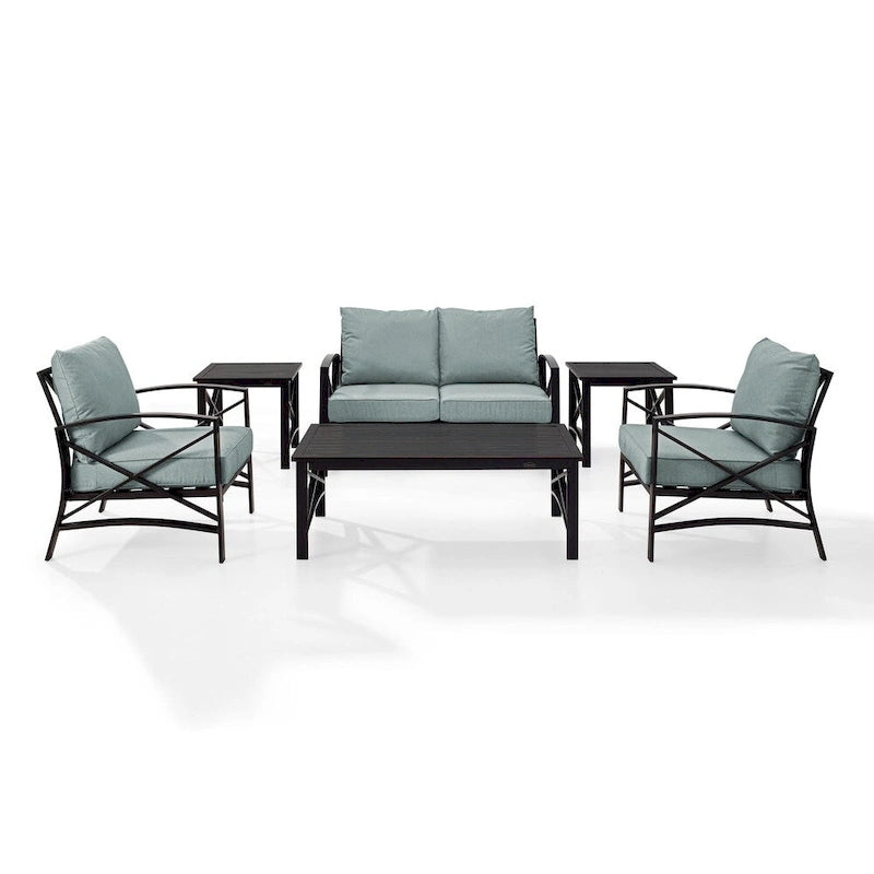 Ensemble de mobilier de patio Crosley Kaplan 6 pièces avec causeuse d'extérieur - 164L x 65,5P x 36,5H