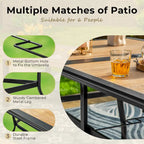 MAISON ARTS Ensemble de salle à manger de patio 7 pièces, 1 table rectangulaire imitation bois avec trou pour parasol et 6 chaises pivotantes en métal