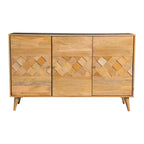 Armoire d'appoint à 3 portes à motif de damier naturel