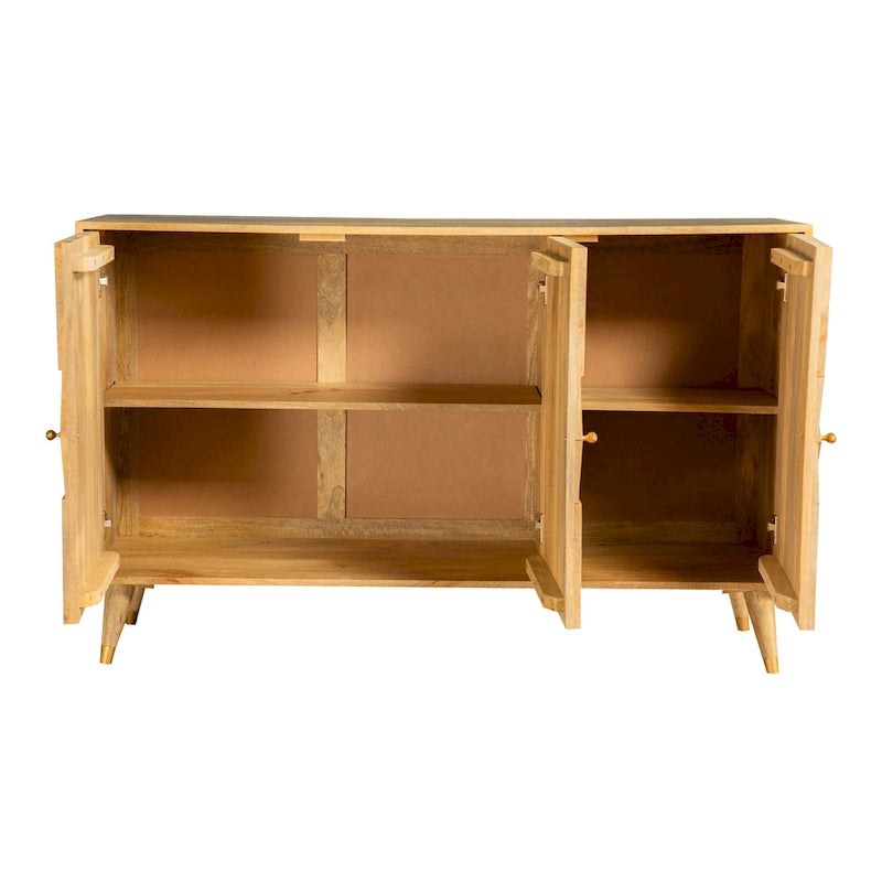 Armoire d'appoint à 3 portes à motif de damier naturel