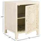 Table de chevet 2 étagères 1 porte Rayetta - NST5304 - Blanc délavé - Safavieh