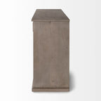 Bahut Braxton III en bois massif brun naturel à 3 tiroirs et 6 portes - 81,5W x 18,5P x 36,0H