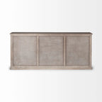 Bahut Braxton III en bois massif brun naturel à 3 tiroirs et 6 portes - 81,5W x 18,5P x 36,0H