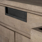 Bahut Braxton III en bois massif brun naturel à 3 tiroirs et 6 portes - 81,5W x 18,5P x 36,0H