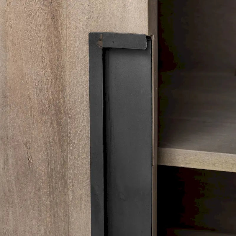 Bahut Braxton III en bois massif brun naturel à 3 tiroirs et 6 portes - 81,5W x 18,5P x 36,0H