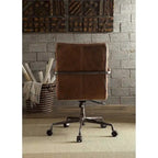 Chaise de bureau de direction ACME Harith, cuir pleine fleur marron rétro