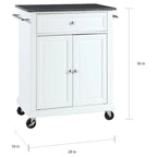 Chariot/îlot de cuisine Crosley avec finition blanche/dessus en granit noir massif - 18p x 31l x 35,5h