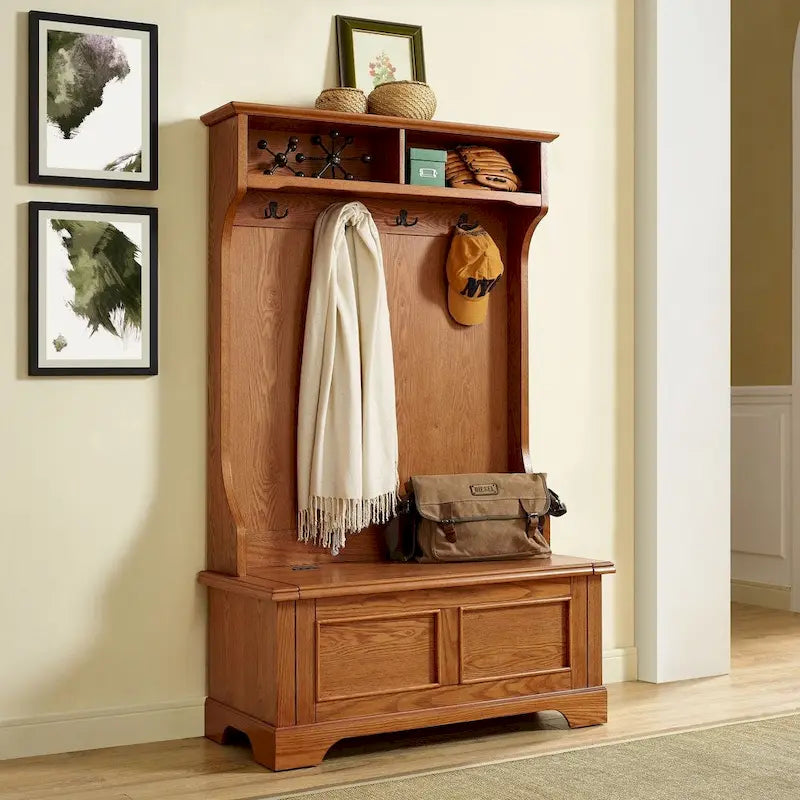 Meuble d'entrée en chêne - 40 L x 18,5 P x 64,25 H