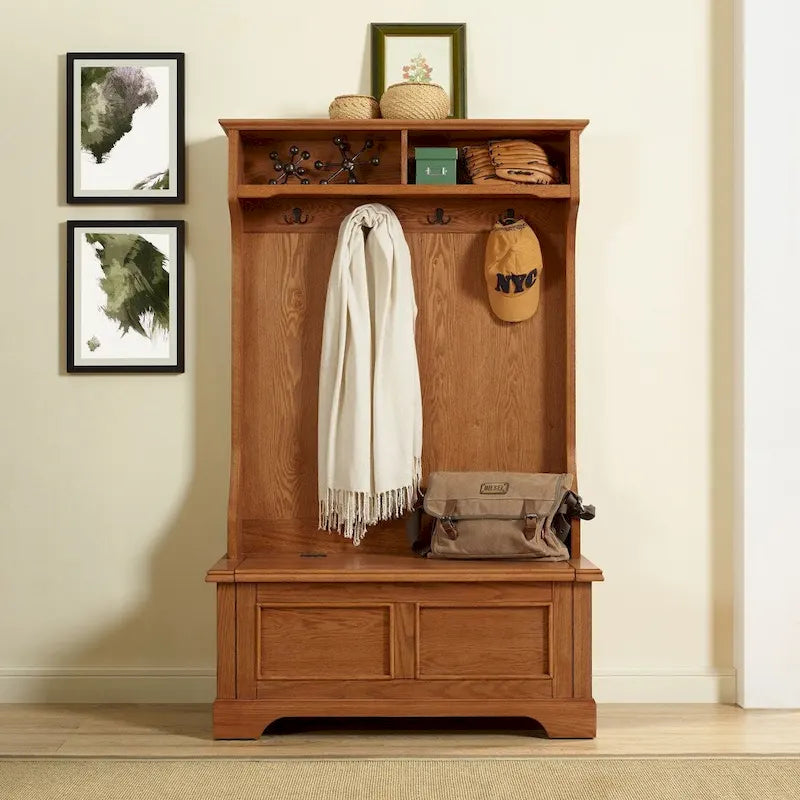 Meuble d'entrée en chêne - 40 L x 18,5 P x 64,25 H