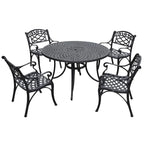 Ensemble de salle à manger d'extérieur cinq pièces en fonte d'aluminium Crosley Sedona 46 avec chaises à accoudoirs, finition noire - N/A