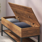 Banc de rangement d'entrée de style ferme moderne avec étagère inférieure