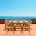 Ensemble repas d'extérieur 9 pièces en teck de grade A Santorin