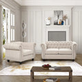 Ensemble 2 pièces Chesterfield Morden Fort : Fauteuil et Causeuse rembourrés capitonnés