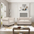 Ensemble 2 pièces Chesterfield Morden Fort : Fauteuil et Causeuse rembourrés capitonnés
