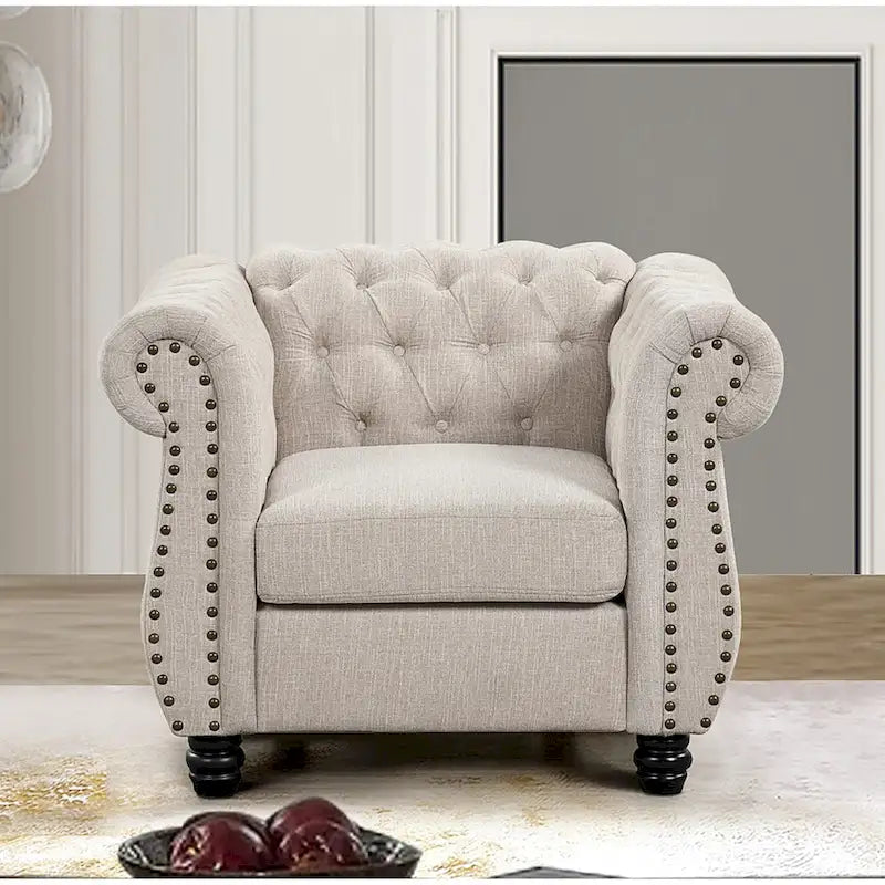 Ensemble 2 pièces Chesterfield Morden Fort : Fauteuil et Causeuse rembourrés capitonnés