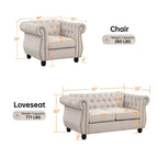 Ensemble 2 pièces Chesterfield Morden Fort : Fauteuil et Causeuse rembourrés capitonnés
