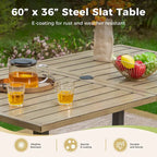 MAISON ARTS Ensemble de salle à manger de patio 6 pièces avec 1 table rectangulaire couleur teck, 2 chaises pivotantes, 2 chaises empilables et 1 banc