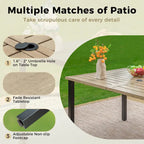MAISON ARTS Ensemble de salle à manger de patio 6 pièces avec 1 table rectangulaire couleur teck, 2 chaises pivotantes, 2 chaises empilables et 1 banc