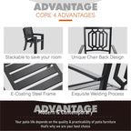 MAISON ARTS Ensemble de salle à manger de patio 6 pièces avec 1 table rectangulaire couleur teck, 2 chaises pivotantes, 2 chaises empilables et 1 banc